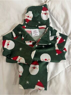 Kids Green Santa Print Pajama Set